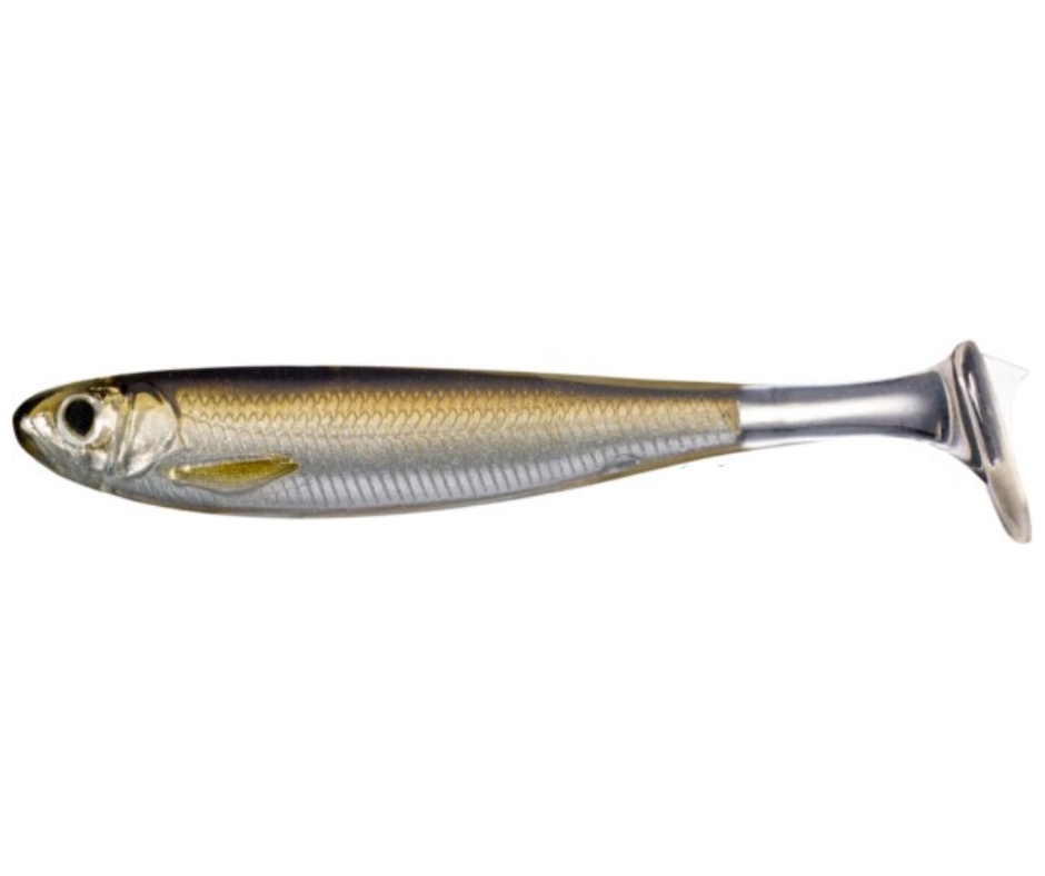 Shad LiveTarget Slow-Roll Shiner Paddle Tail, 934 Silver/Brown, 10cm, 4buc/plic
