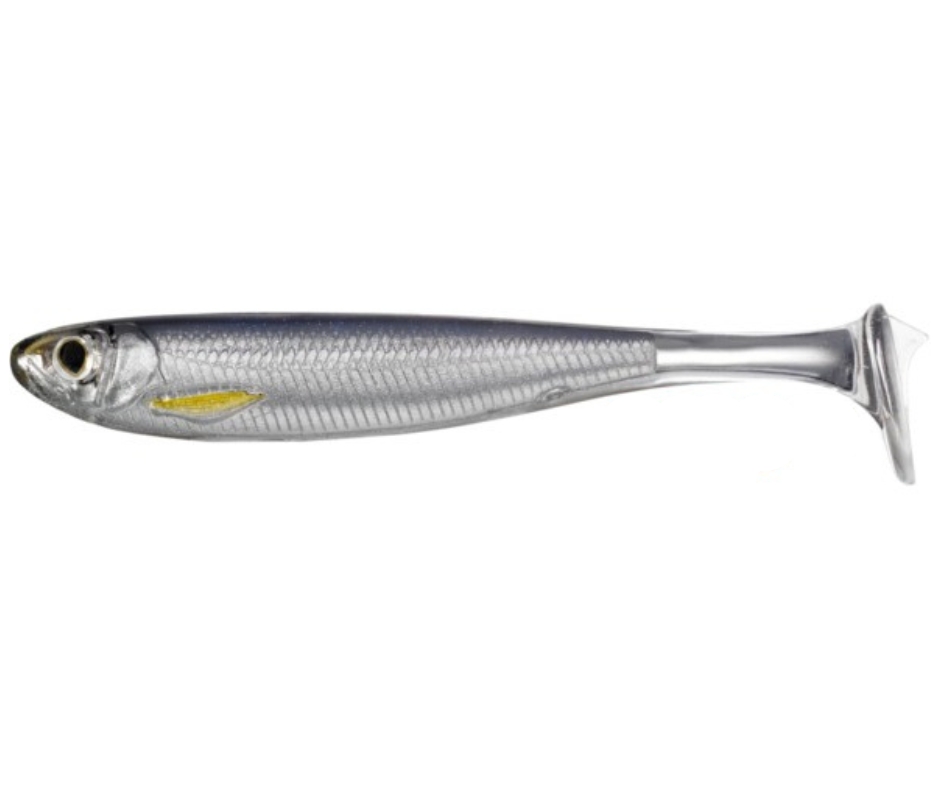 Shad LiveTarget Slow-Roll Shiner Paddle Tail, 951 Silver/Smoke, 10cm, 4buc/plic