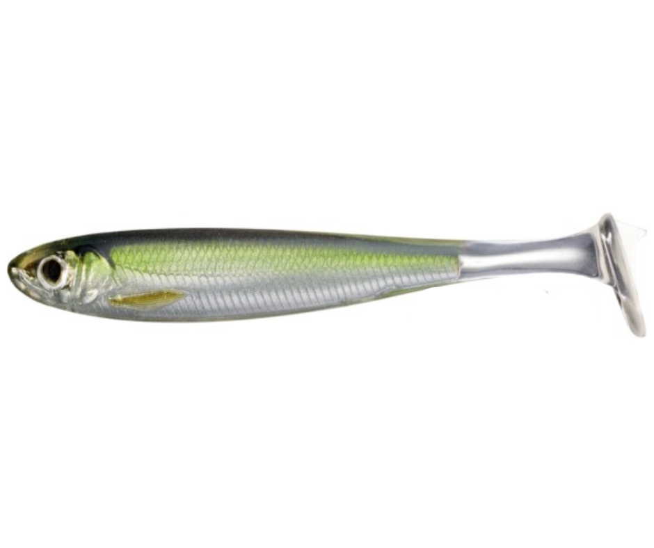 Shad LiveTarget Slow-Roll Shiner Paddle Tail, 952 Silver/Green, 12.5cm, 3buc/plic