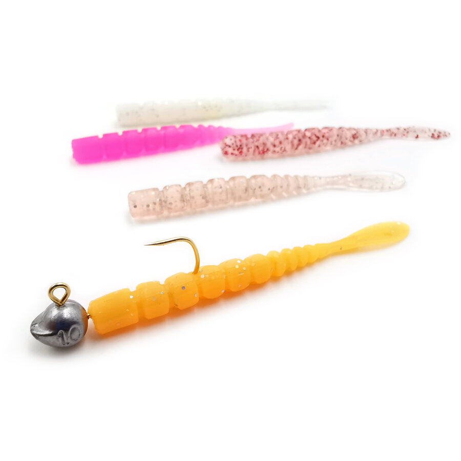 Grub Mustad Aji Micro Fla, Clear Red Glitter, 5cm, 15buc/plic