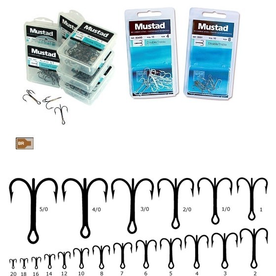 Ancoră triplă Mustad, Bronz, Nr.14, 25buc/plic
