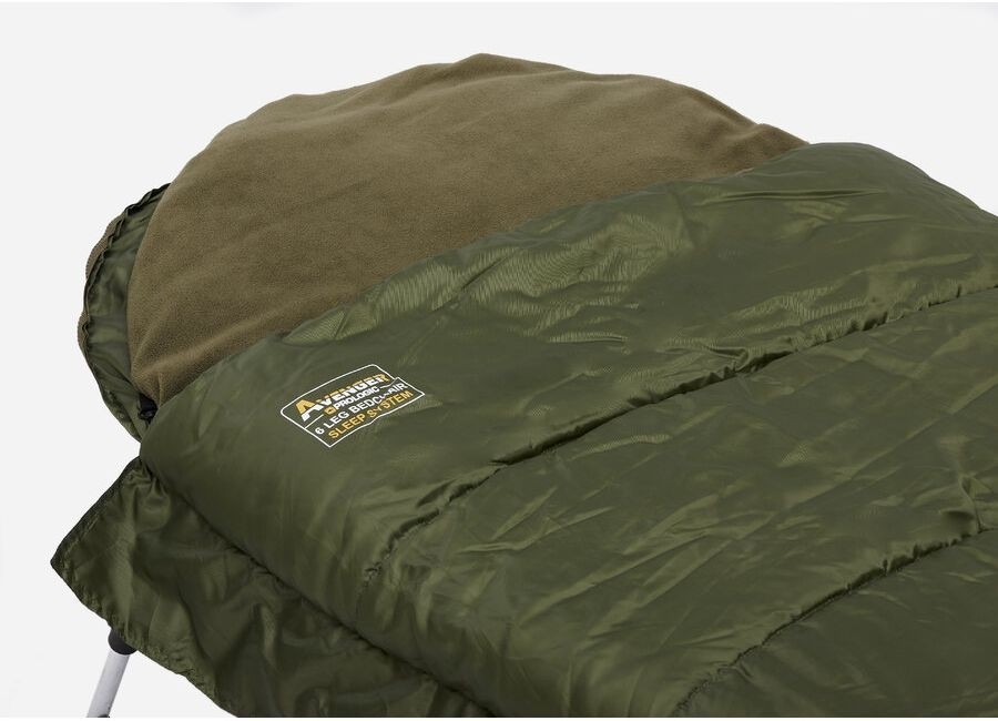 Pat + sac de dormit Prologic Avenger Sleeping System, Camo, 8 picioare, 200x75cm
