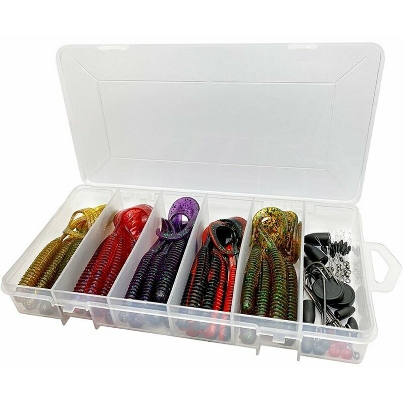 Set năluci + accesorii Savage Gear Rib Worm, 60buc/set