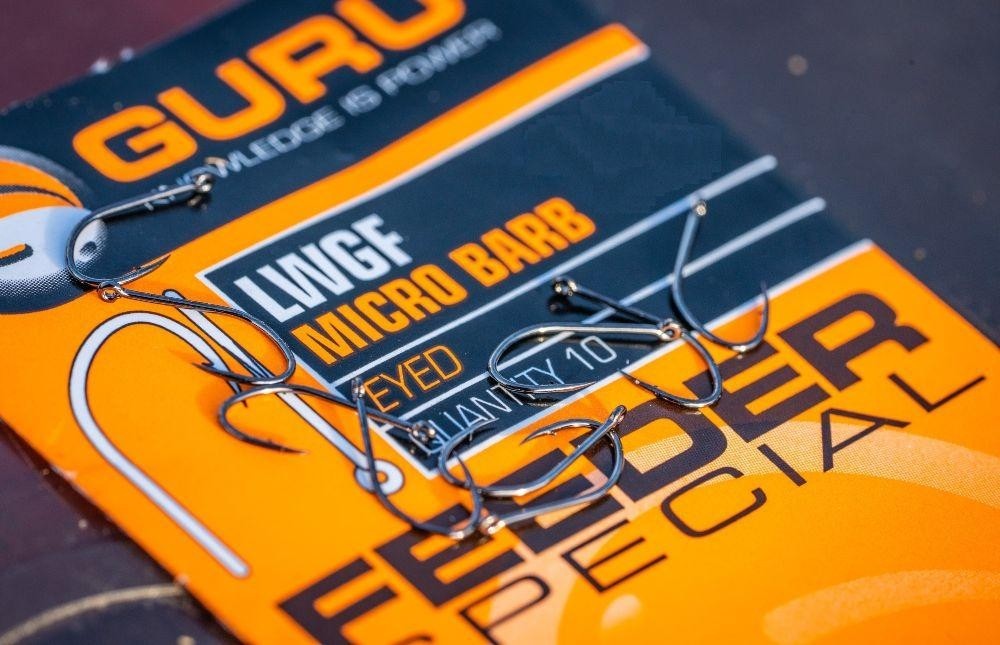 Cârlige Guru LWGF Special Feeder Eyed, Black, Micro Barb, Nr.20, 10buc/plic