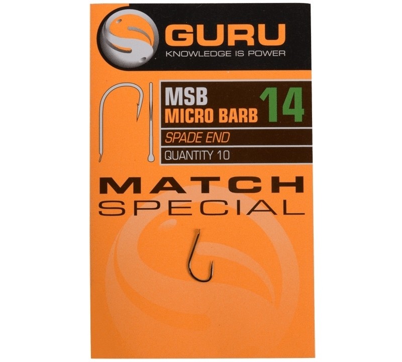 Cârlige Guru MSB Micro Barb Spade End, Black, Nr.20, 10buc/plic