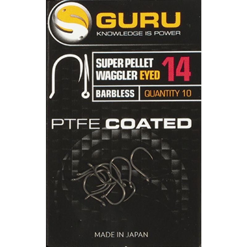 Cârlige Guru Super Pellet Waggler Eyed Barbless, Smoke, Nr.16, 10buc/plic