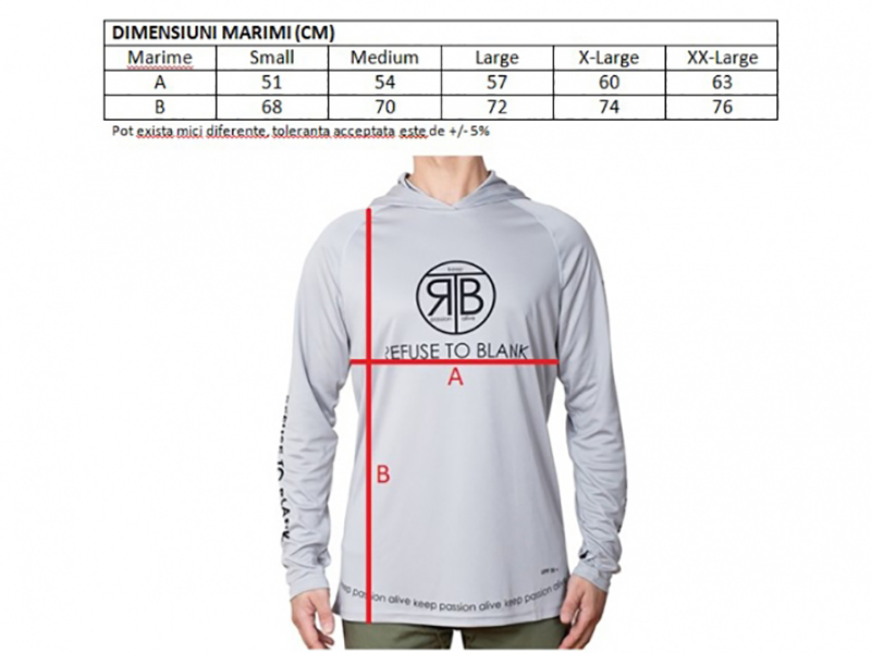 Bluză RTB UV Long Sleeve Hoodie UPF 50+ Camo Grey, Medium