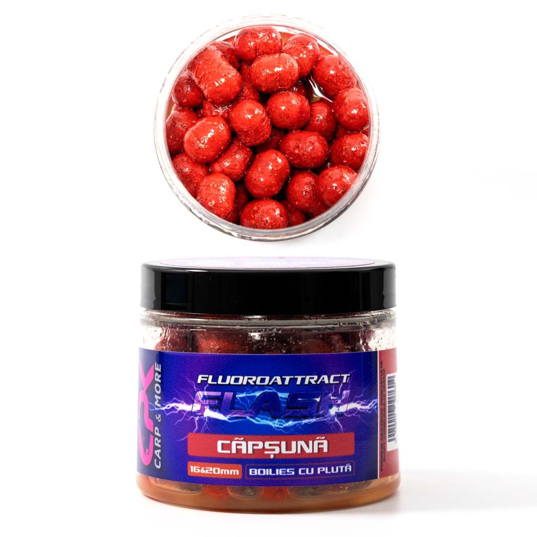 Boilies de cârlig cu plută CPK Fluoroattract, 16-20mm, Căpșună, 120g