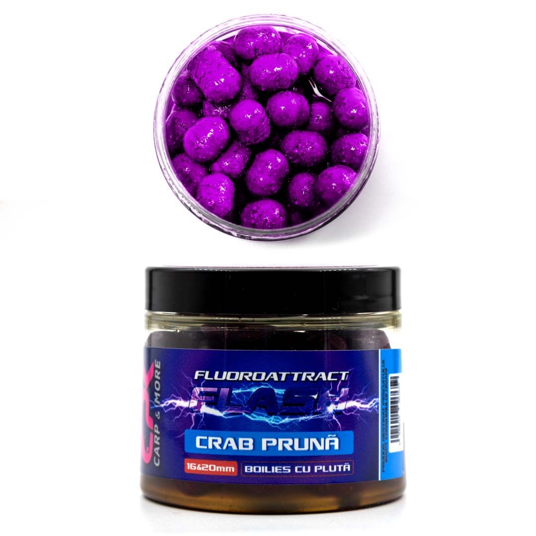 Boilies de cârlig cu plută CPK Fluoroattract, 16-20mm, Crab&Prună, 120g