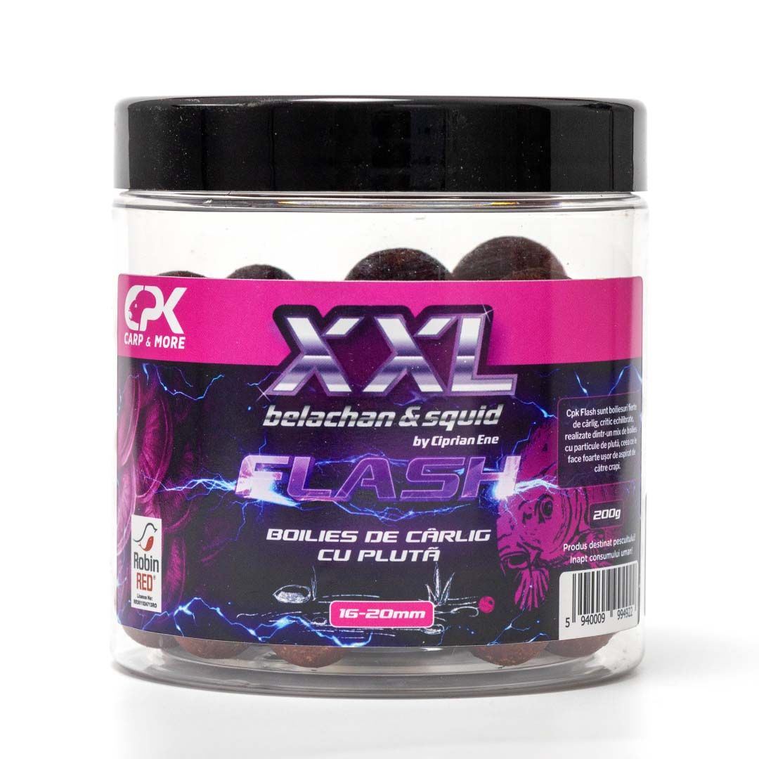 Boilies de cârlig critic echilibrat CPK Flash XXL, 16-20mm, Belachan&Squid, 200g