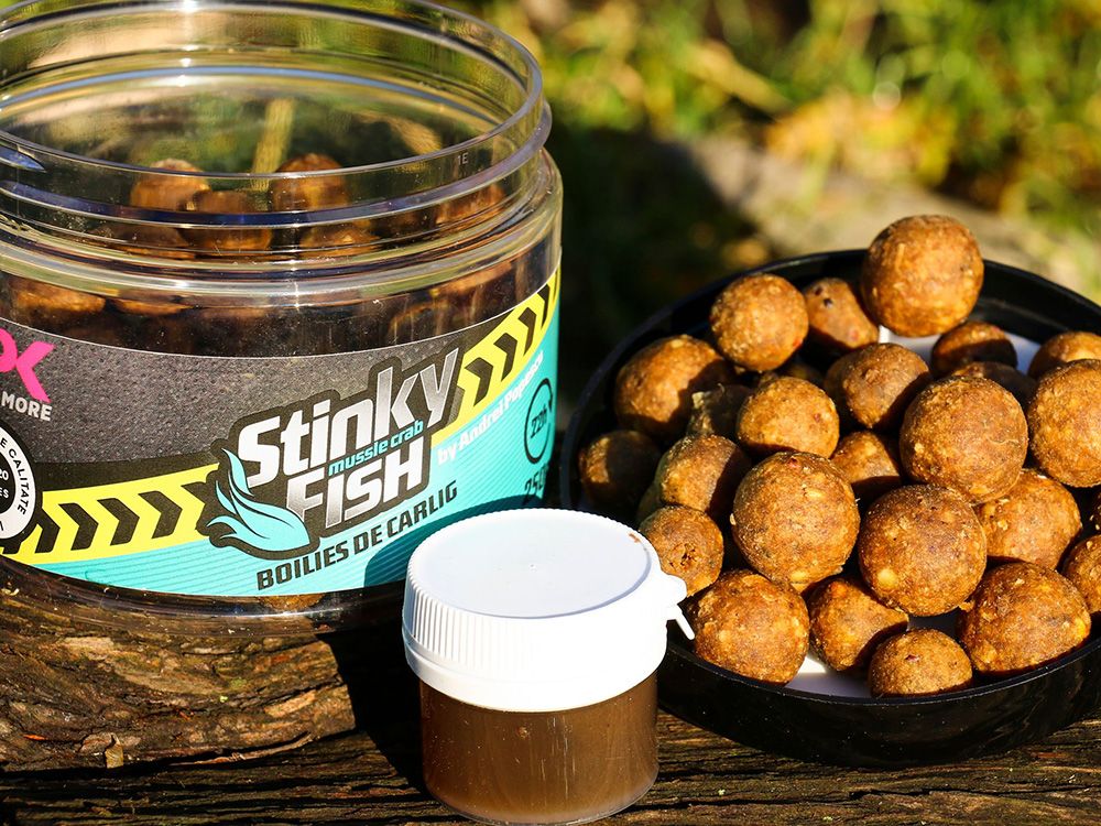 Boilies de cârlig CPK Stinky Fish, 24-30mm, Mussle Crab, 220g