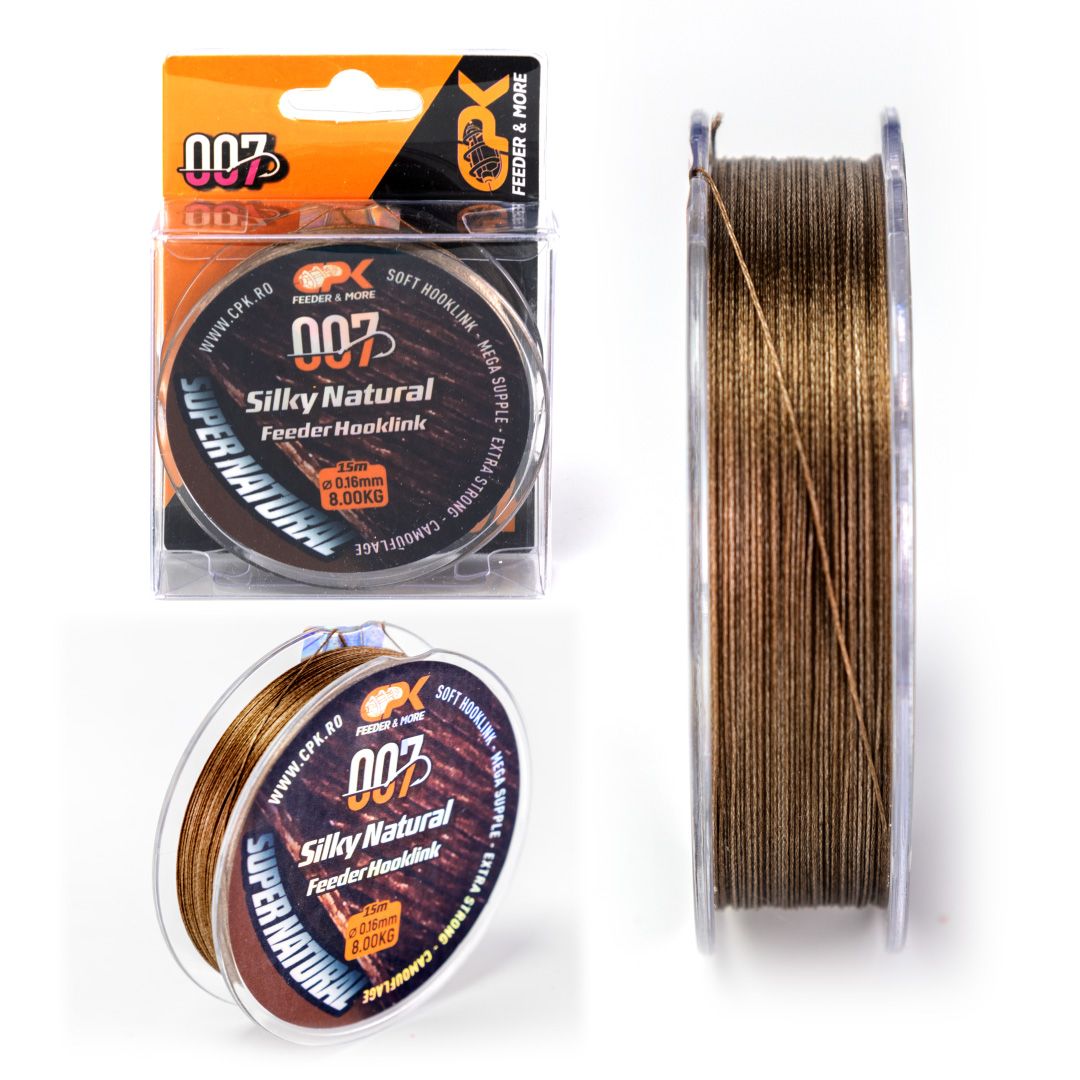 Fir textil CPK 007 Silky Natural Feeder Hooklink, Brown, 0.14mm/5.44kg/15m