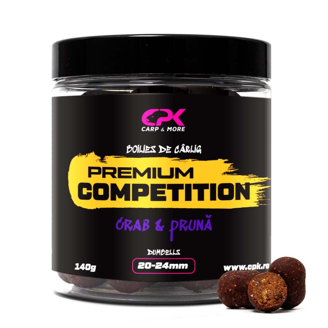 Boilies de cârlig CPK OS Competition Dumbells, 20mm & 24mm, Crab & Prună, 140g