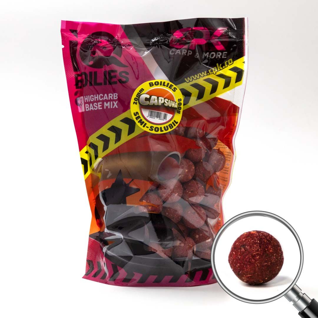 Boilies Cpk IQ Boilies Semisolubil, Căpșună, 20mm, 800g