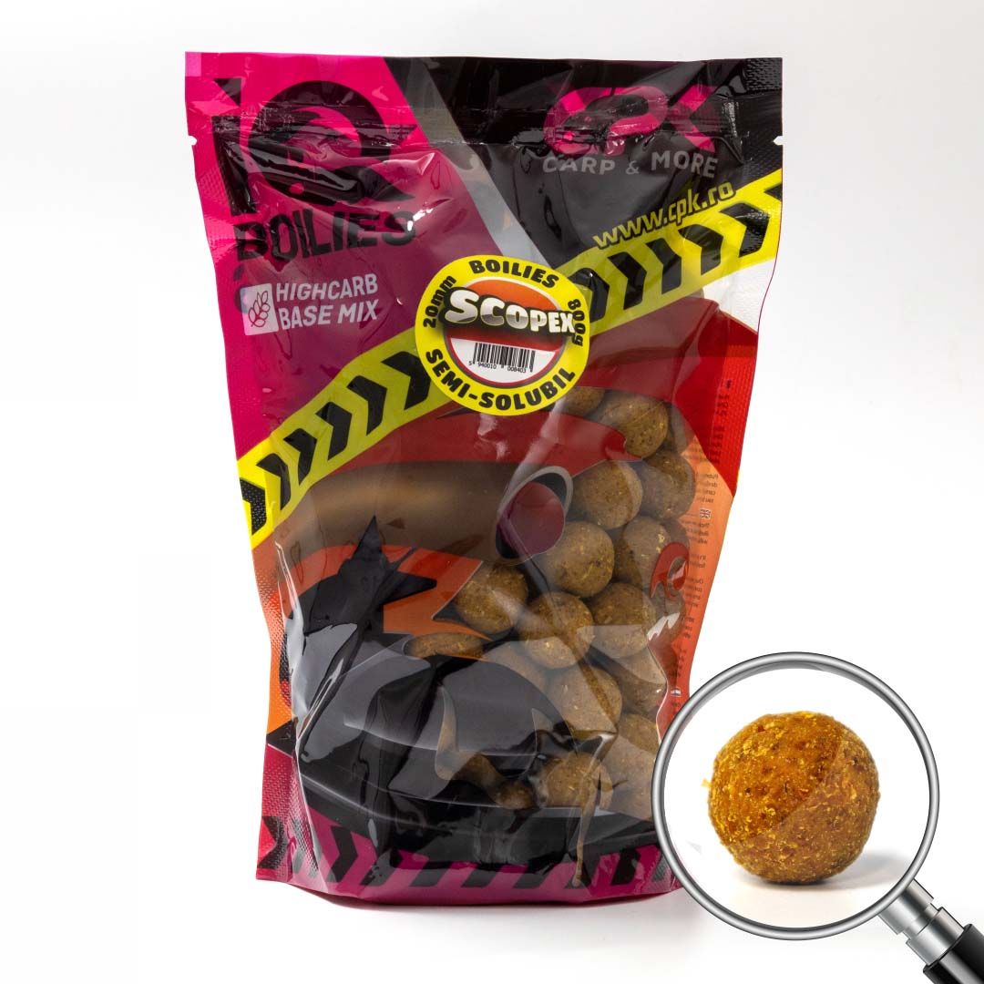Boilies Cpk IQ Boilies Semisolubil, Scopex, 20mm, 800g