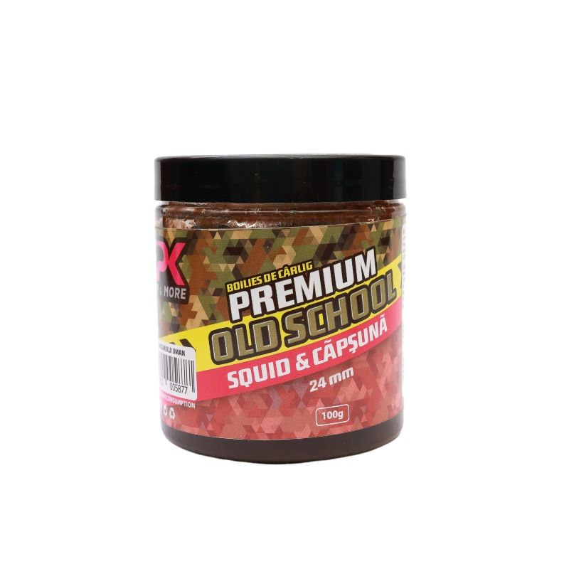 Boilies de cârlig CPK Premium Old School Dumbell, 24mm, Squid & Căpșună, 100g