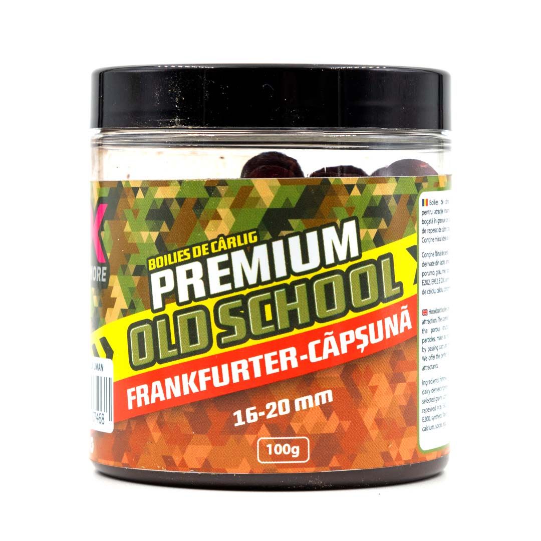 Boilies de cârlig CPK Premium Old School Dumbell, 16mm & 20mm, Frankfurter & Căpșună, 100g