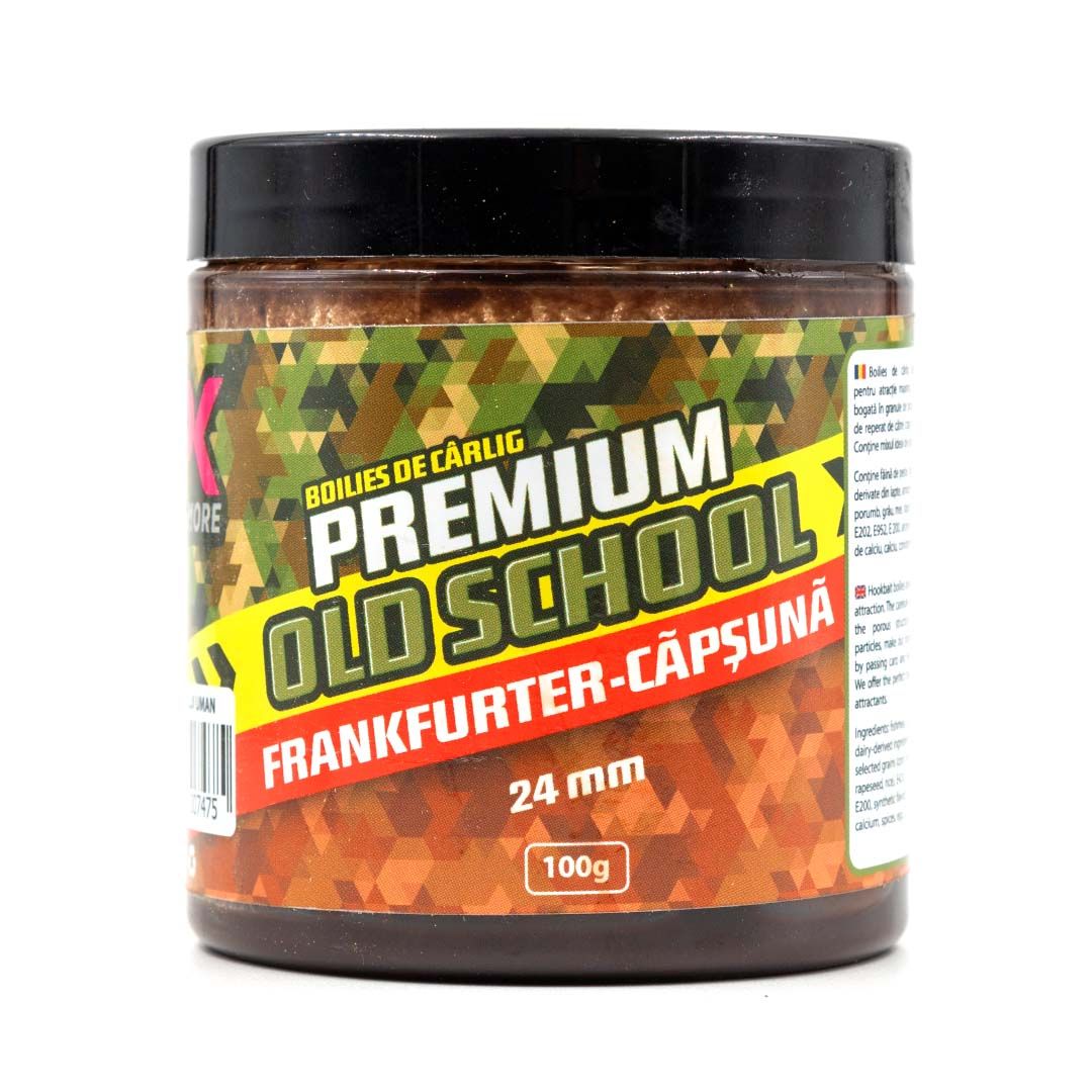 Boilies de cârlig CPK Premium Old School Dumbell, 24mm, Frankfurter & Căpșună, 100g