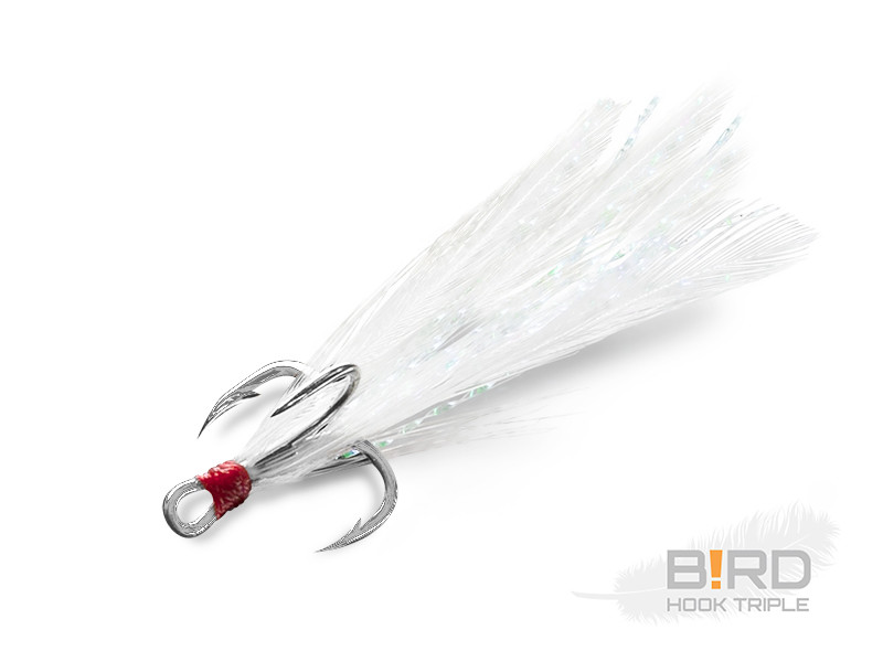 Ancore cu pene albe Delphin B!RD Hook Triple, nr.10, 3buc/plic
