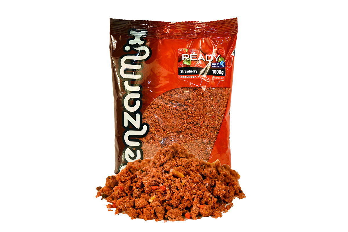 Nadă groundbait Benzar Ready Carp, Căpșună, 1kg/pungă