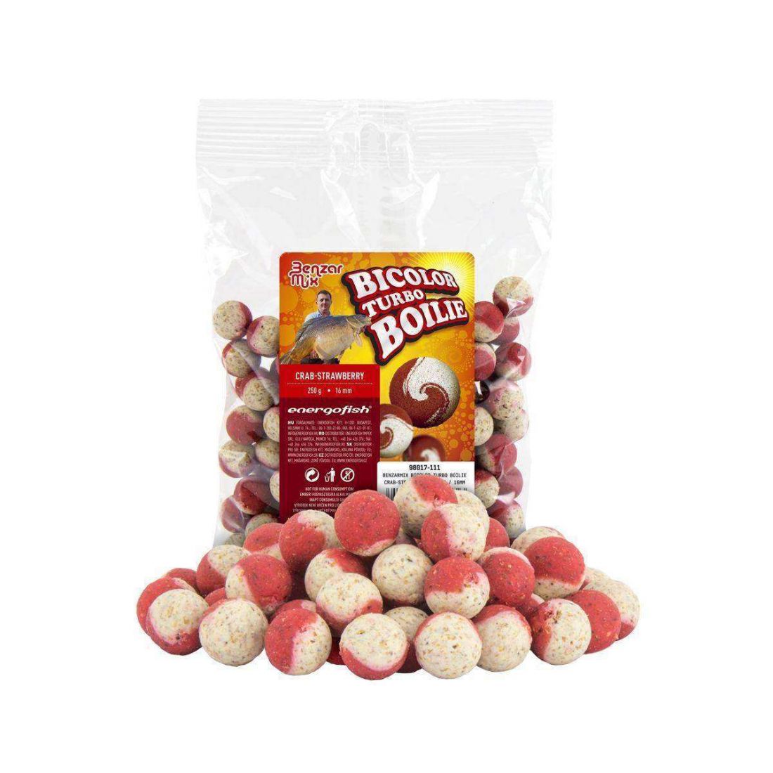 BOILIES DE CÂRLIG BENZAR MIX BOILIE BICOLOR 16MM CRAB-CĂPȘUNI