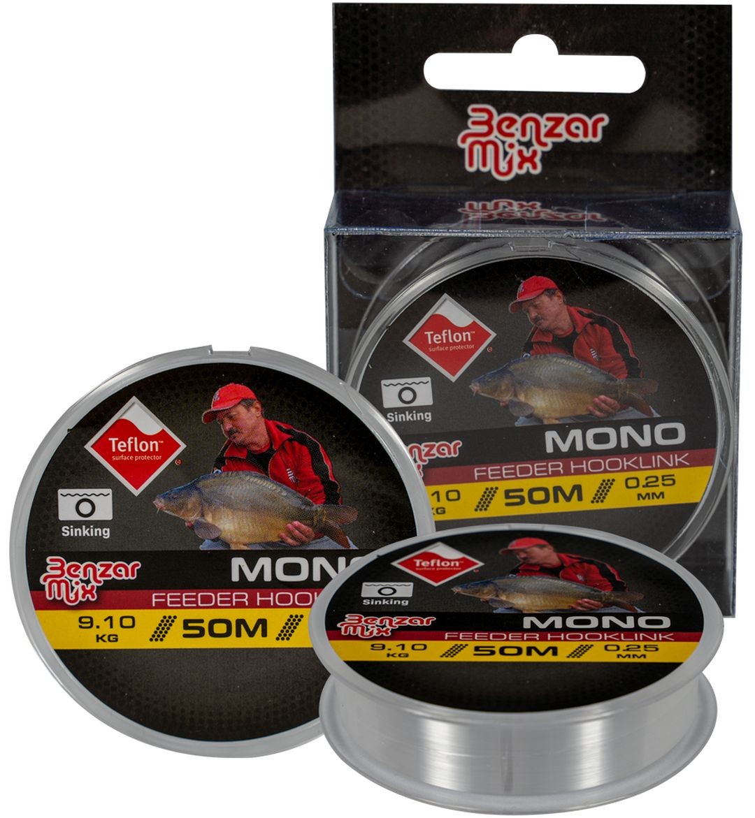 FIR MONOFILAMENT BENZAR MONO FEEDER HOOKLINK  TRANSPARENT  0.14MM  50M