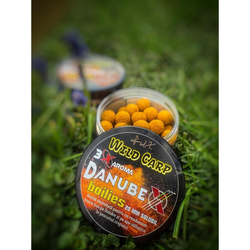 Boilies de cârlig solubil FeederX Wild Carp DanubeX, 3x Aroma, 20mm/200g