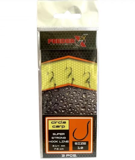 Cârlige legate FeederX Circle Carp, Nr.12/0.12mm, 3buc/plic