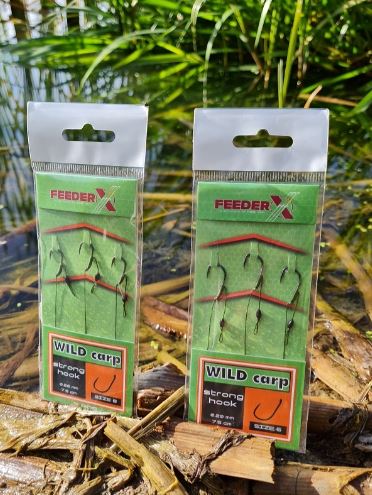 Cârlige legate FeederX Wild Carp Strong Hook, Nr.10, 3buc/plic