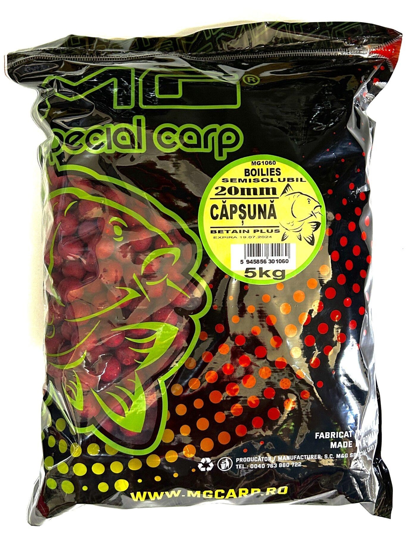 Boilies semisolubil MG Carp Special Căpșună, 20mm, 5kg