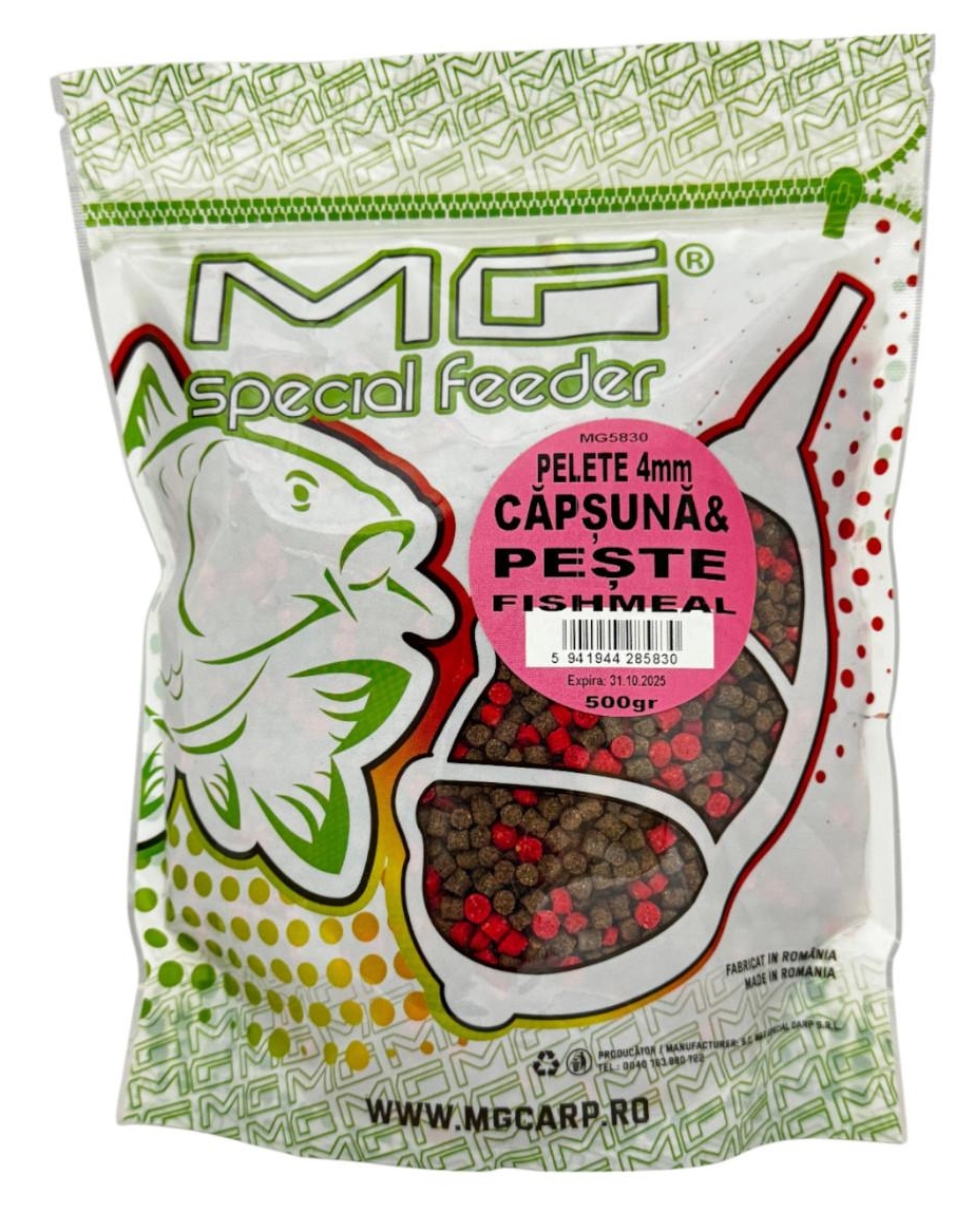 Pelete MG Special Carp Căpșună & Pește, 4mm, 500g