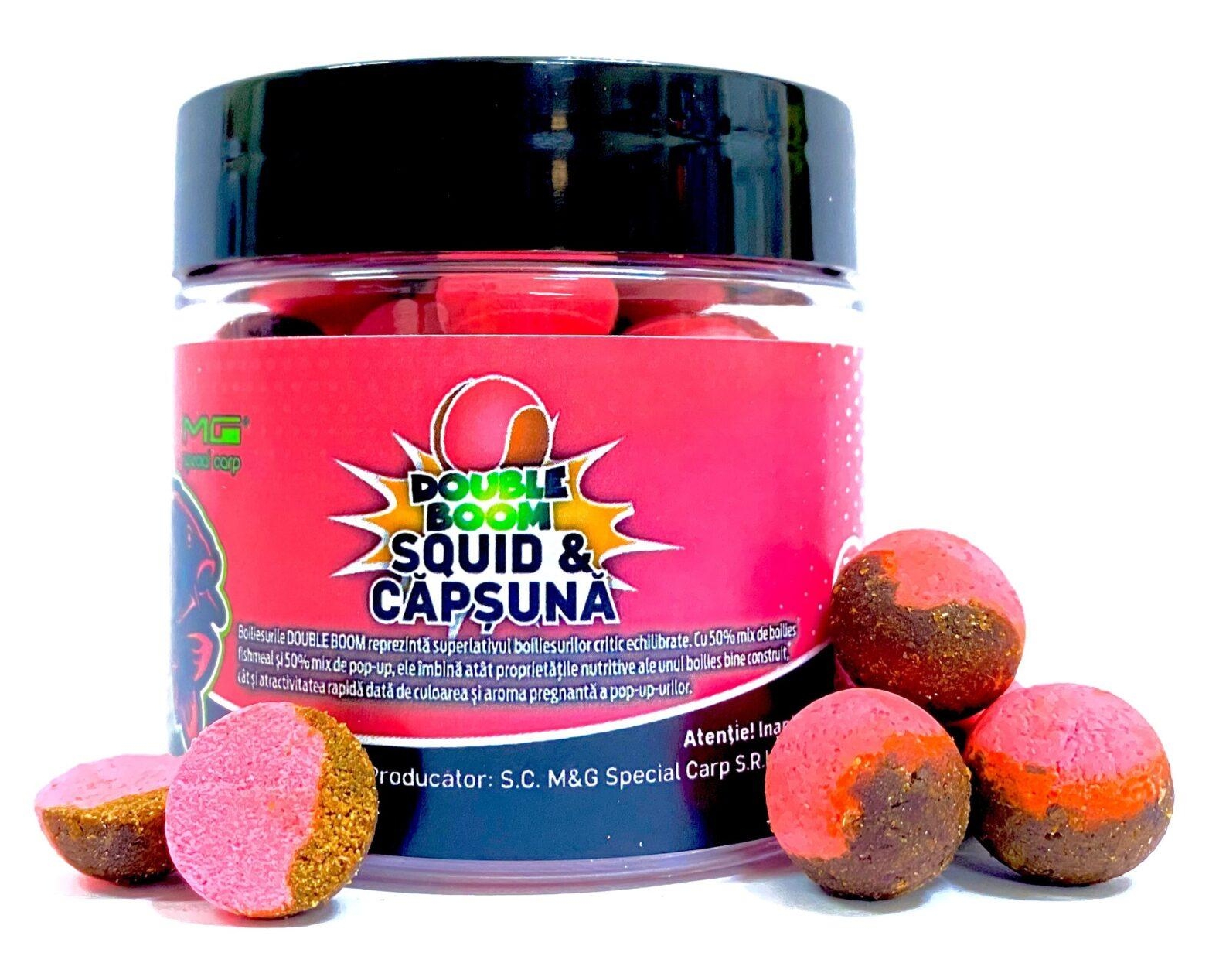 Boilies MG Special Carp 50/50 Double Boom Squid & Căpșună, 15mm, 50g