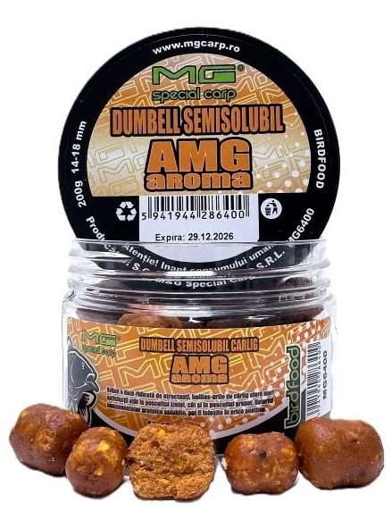 Boilies semisolubil de cârlig MG Special Carp Dumbell AMG aRoma, 14-18mm, 200g