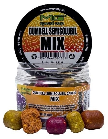 Boilies semisolubil de cârlig MG Special Carp Dumbell Mix, 14-18mm, 200g