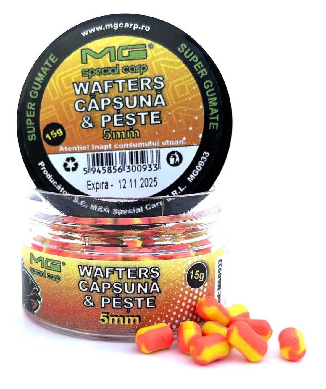 Wafters MG Special Carp Dumbell Căpșună & Pește, 5mm, 15g