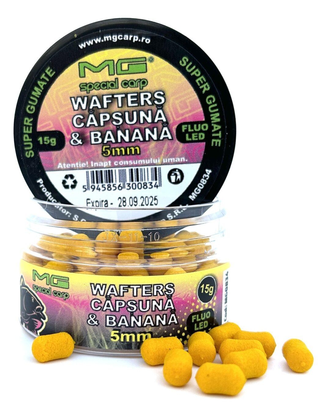Wafters MG Special Carp Dumbell LED Căpșună & Banană, 5mm, 15g