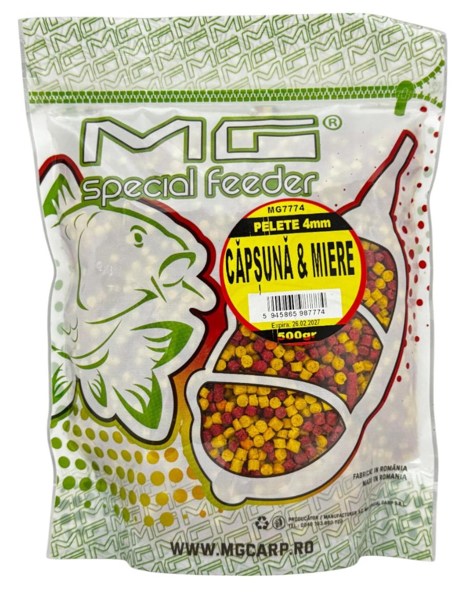Pelete MG Special Carp Căpșună & Miere, 4mm, 500g