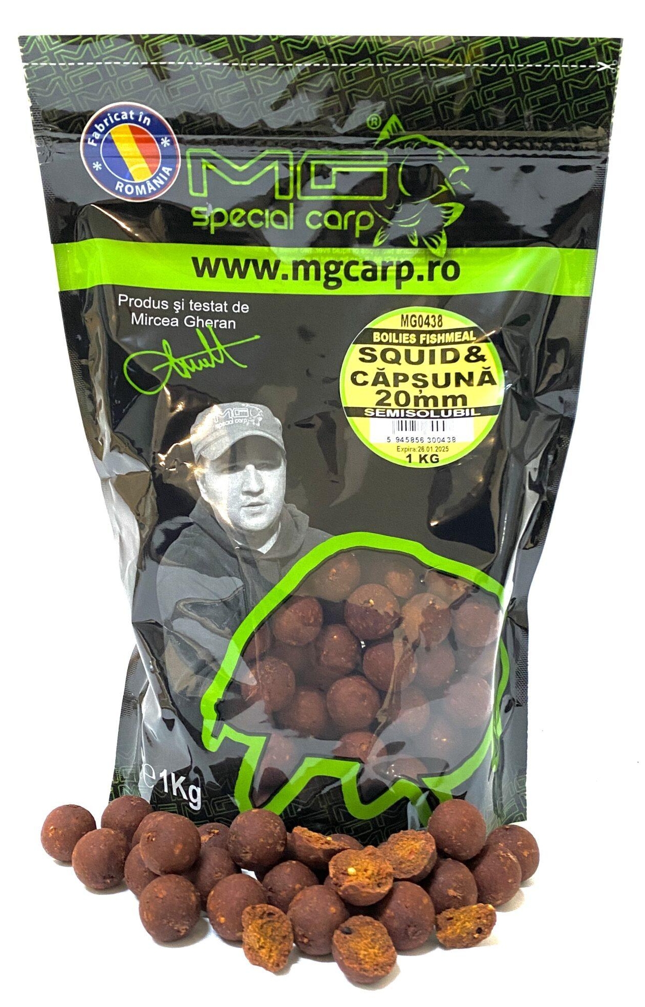 Boilies semisolubil MG Special Carp Squid & Căpșună, 20mm, 1kg