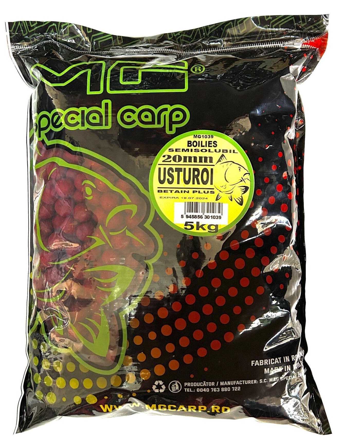 Boilies semisolubil MG Carp Special Usturoi, 20mm, 5kg