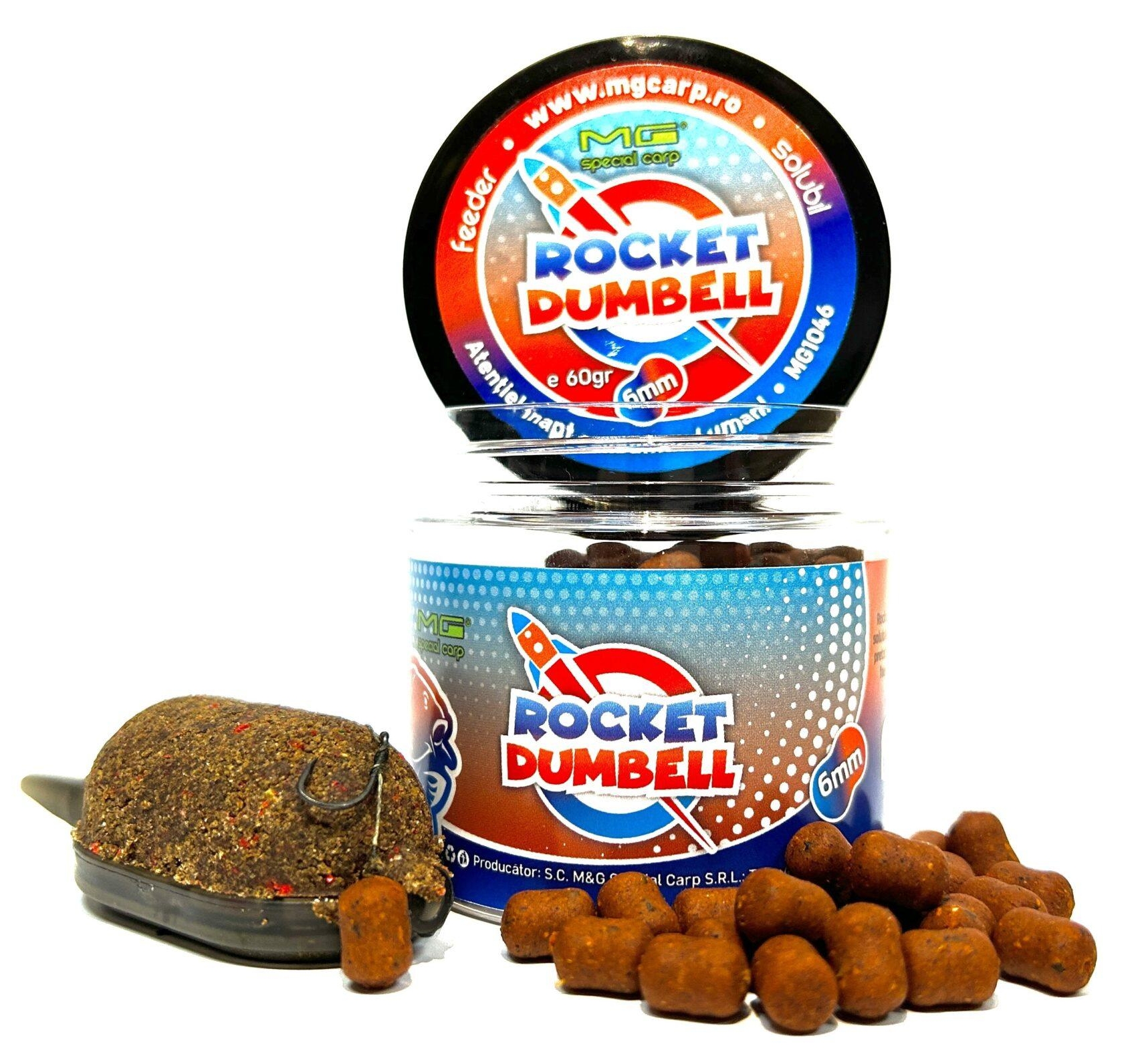 Mini boilies solubil de cârlig MG Special Carp Method Feeder Rocket Dumbell 6mm, 60g
