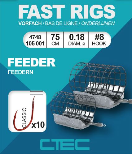 Cârlige legate Spro C-Tec Classic Feeder, Nr.10, 0.16mm/75cm, 10buc/plic