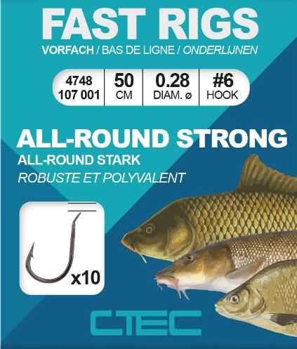Cârlige legate Spro C-Tec Allround Strong, Nr.10, 0.24mm/50cm, 10buc/plic