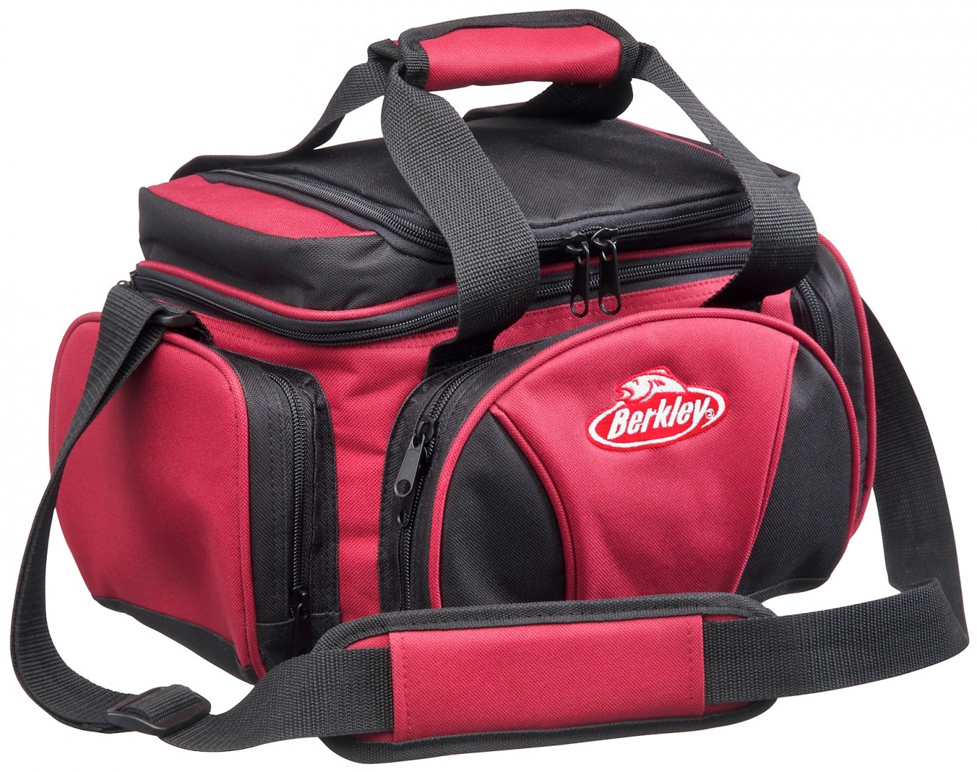 GEANTĂ SPINNING + 4 CUTII BERKLEY SYSTEM BAG, LARGE, RED/BLACK, 34x23x23CM