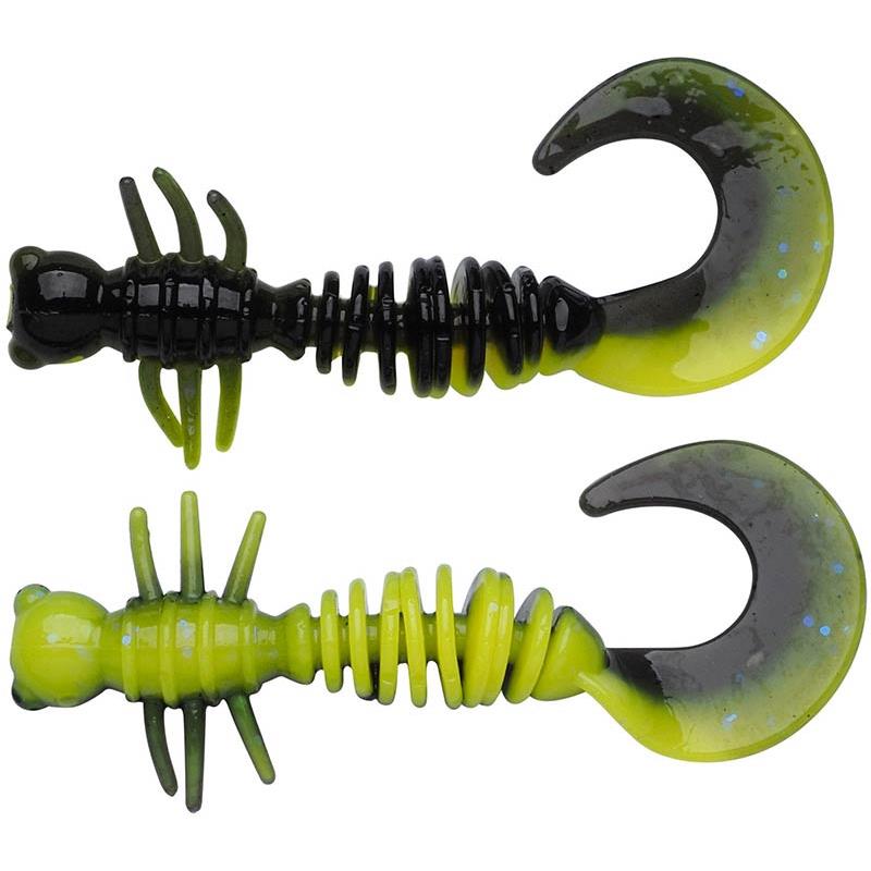 Larvă Berkley PowerBait Power Curly 5.5cm, Black/Sunshine Yellow, 10buc/cutie