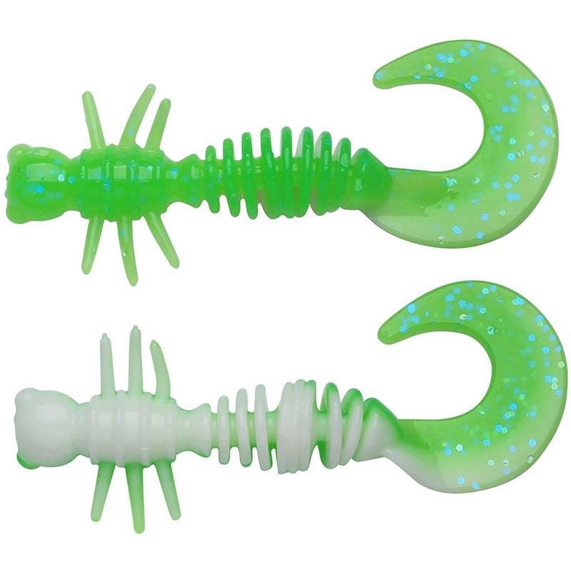 Larvă Berkley PowerBait Power Curly 5.5cm, Spring Green/White, 10buc/cutie
