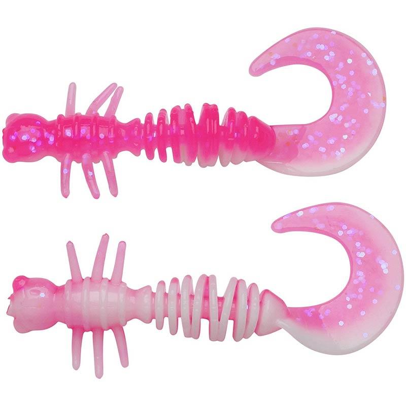 Larvă Berkley PowerBait Power Curly 5.5cm, Pink/White, 10buc/cutie