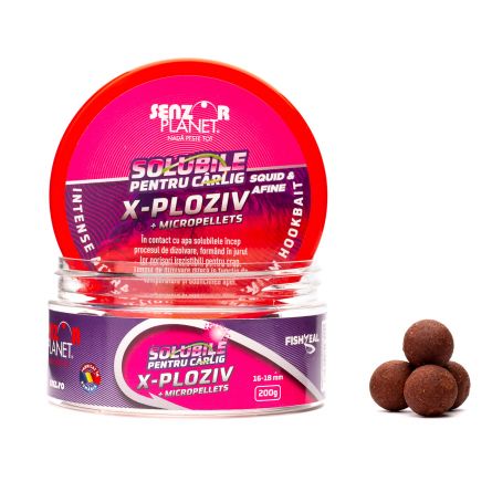 Boilies solubil pentru cârlig Senzor Planet, X-Ploziv Afine + Micropellets, 16-18mm/200g