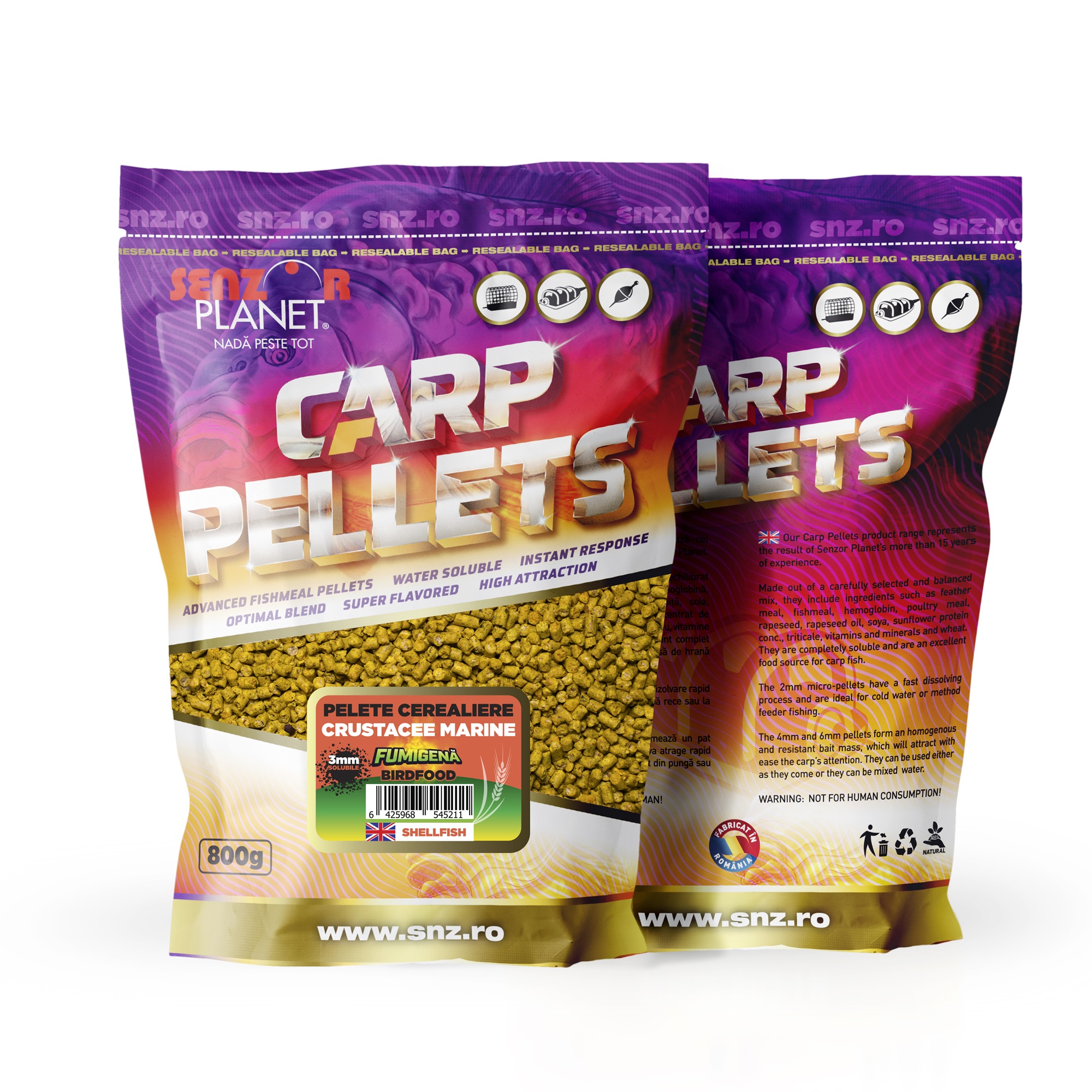Pelete cerealiere fumigenă Senzor Planet, Crustacee Marine, 3mm/800g