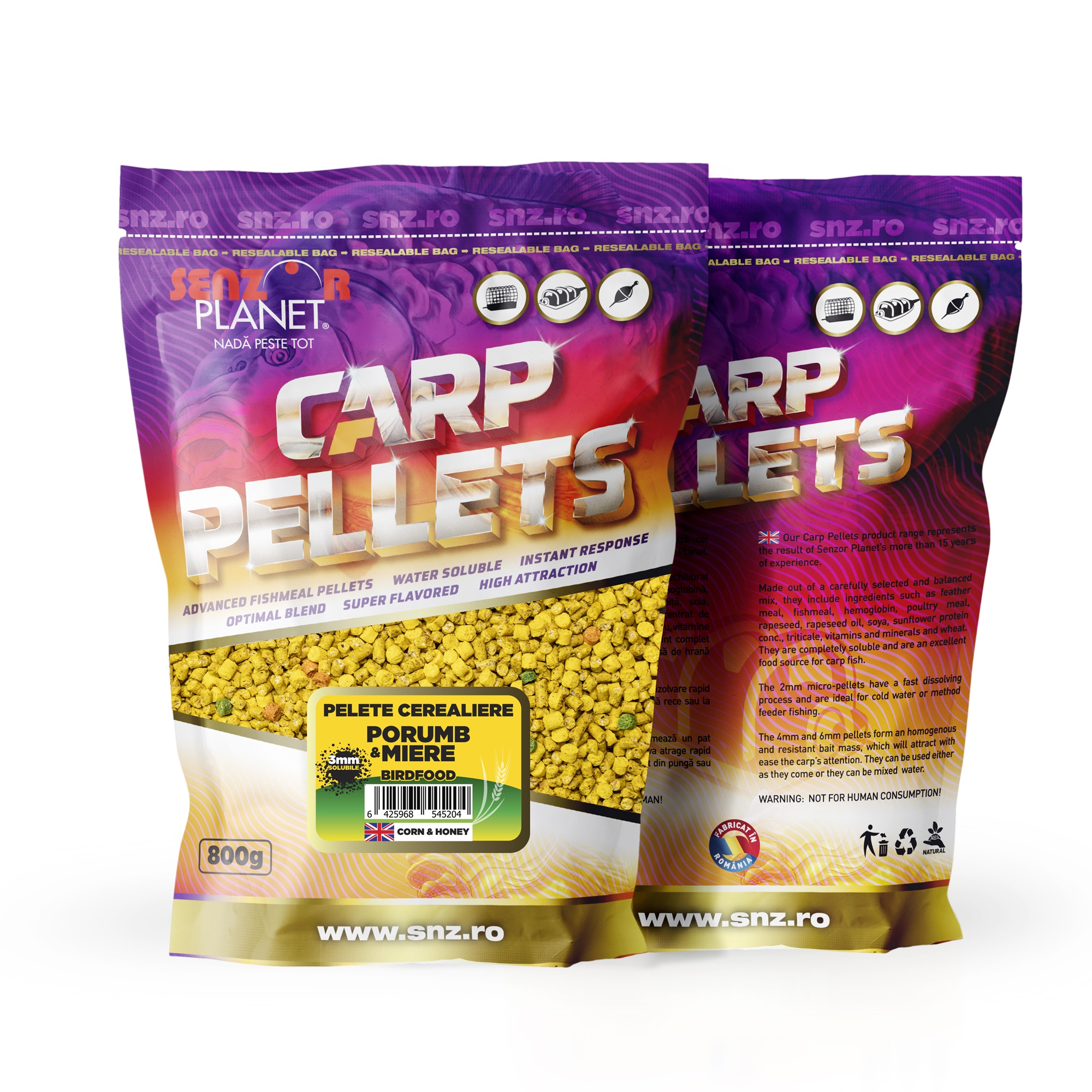 Pelete cerealiere Senzor Planet, Porumb&Miere, 3mm/800g