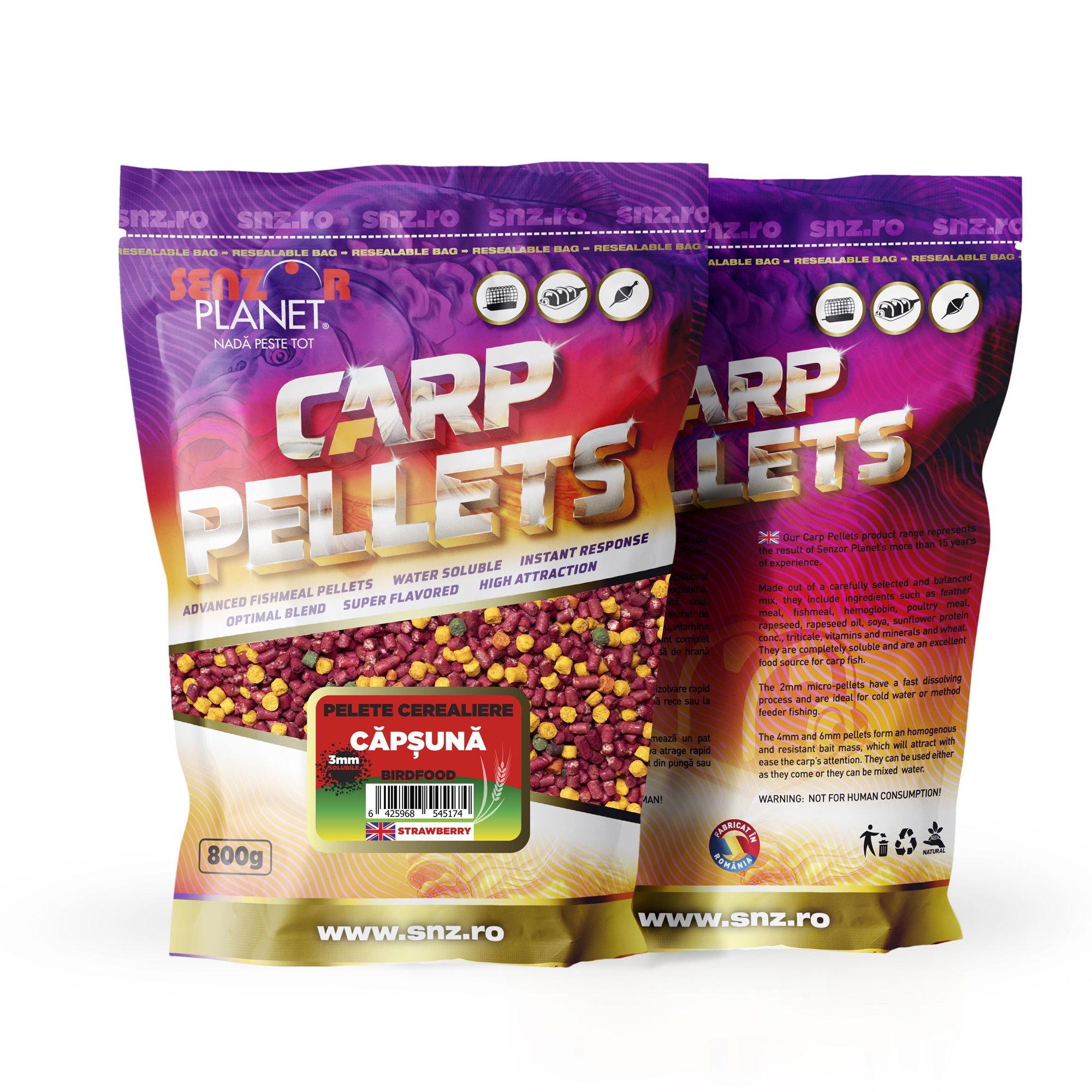 Pelete cerealiere Senzor Planet, Căpșună, 3mm/800g
